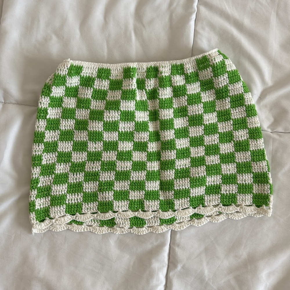 EDIKTED CHECKERED KNIT MINI SKIRT XS - Picture 2 of 3